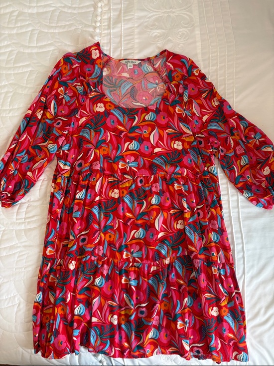 The Pioneer Woman Dresses & Skirts - The Pioneer Woman Red Floral Tiered 3/4 Sleeve Dress